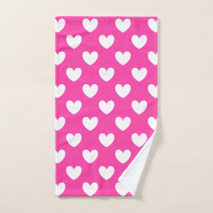 Coeurs polka blanc sur rose fuchsia