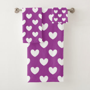 Coeurs polka blanc sur violet