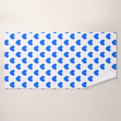 Coeurs polka bleu sur blanc (Serviette de bain)