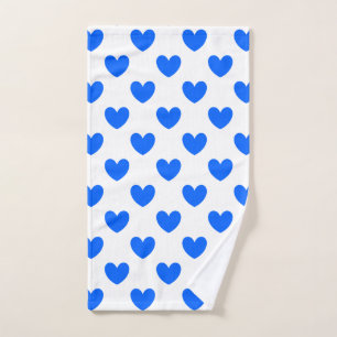 Coeurs polka bleu sur blanc