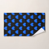 Coeurs polka bleu sur noir (Serviette à main)