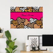 Coeurs posters de animaux de fille rose avec un no (Bureau à domicile)