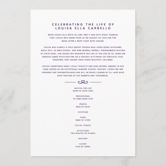 Coeurs pour toujours programme de services funérai (Dos)