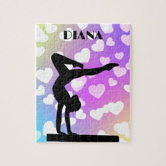 Coeurs pourpres GYMNASTICS PUZZLE Personnalisé (Vertical)