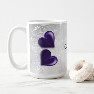 Coeurs pourpres Mug de café personnalisé