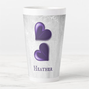 Coeurs pourpres Mug Latte personnalisée