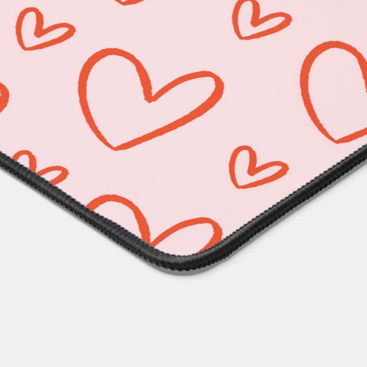 Coeurs preppy en rose & rouge avec monogramme init (Coin)