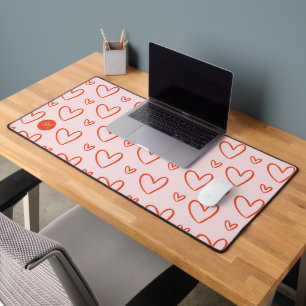 Coeurs preppy en rose & rouge avec monogramme init
