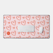 Coeurs preppy en rose & rouge avec monogramme init (Clavier et souris)