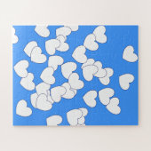 Coeurs Puzzle bleu et blanc (Horizontal)