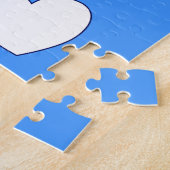 Coeurs Puzzle bleu et blanc (Côté)