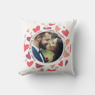 Cœurs Romantiques – Coussin d'anniversaire avec ph