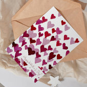 Coeurs rose aquarelle Carte Saint-Valentin