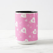 Coeurs rose et blanc Motif Mug café (Centre)