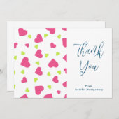 Coeurs rose et vert mignon Merci Motif (Devant / Derrière)