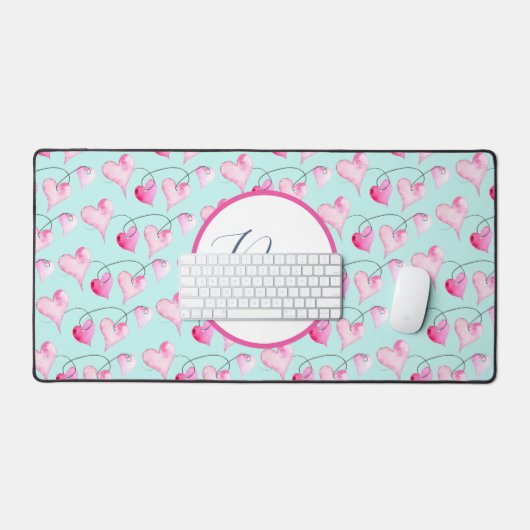 Coeurs rose monogramme mignonnes (Clavier et souris)