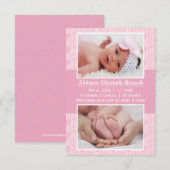 Coeurs roses 2 Photos - 3x5 Faire-part de naissanc (Devant / Derrière)