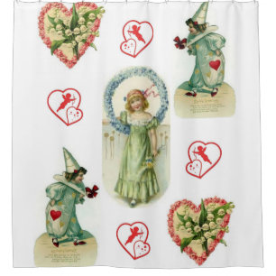 coeurs roses ange valentines douche rideau