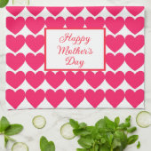 Coeurs roses Bonne serviette de cuisine de la fête (Plié)