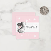 Coeurs roses Bunny Merci Cartes de notes (Devant/Arrière en situation)