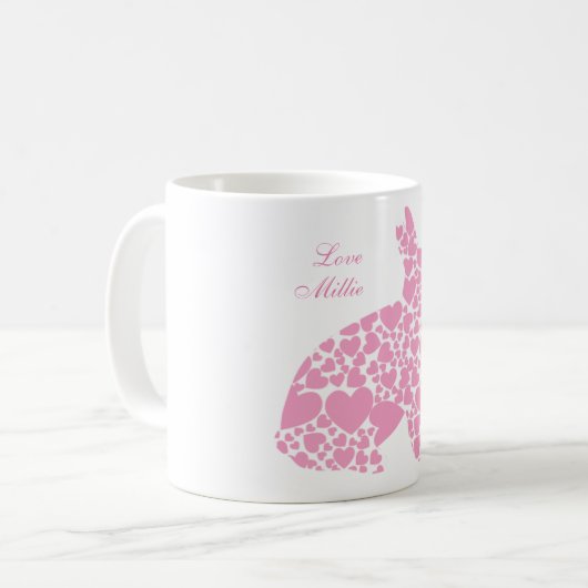 Coeurs roses Bunny Mug (Devant gauche)