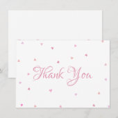 Cœurs roses Confetti Script Merci (Devant / Derrière)