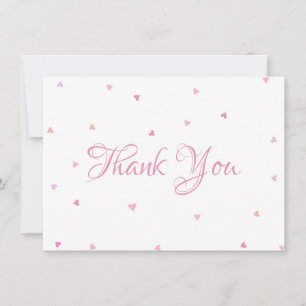 Cœurs roses Confettis Script Merci