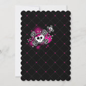 Coeurs roses, crâne et Crossbones Invitations (Dos)