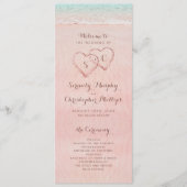 Coeurs roses dans le programme de mariage sur la p (Devant)