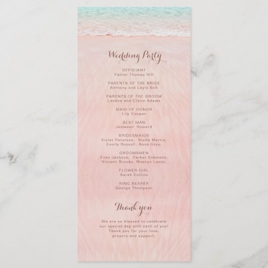 Coeurs roses dans le programme de mariage sur la p (Dos)