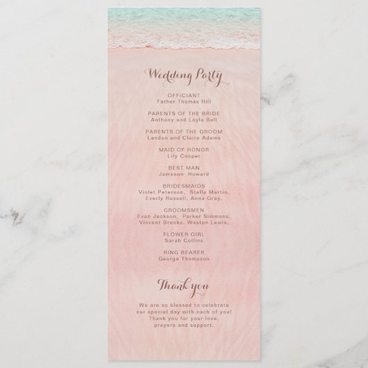 Coeurs roses dans le programme de mariage sur la p (Dos)