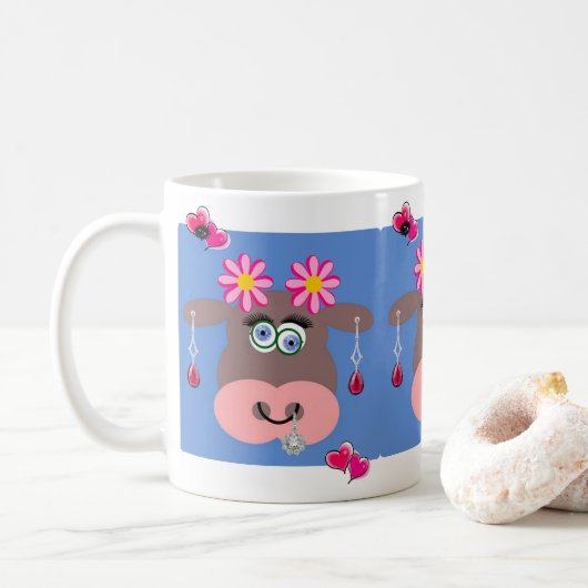 Coeurs roses de vache Bijoux Mug (Avec donut)