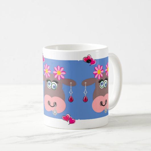Coeurs roses de vache Bijoux Mug (Devant droit)
