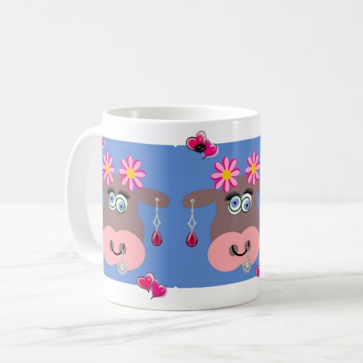 Coeurs roses de vache Bijoux Mug (Devant gauche)