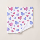 Cœurs roses et bleus sur fond blanc. (Gant de toilette)