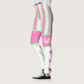 Coeurs roses et vertes et rayures Leggings (Gauche)