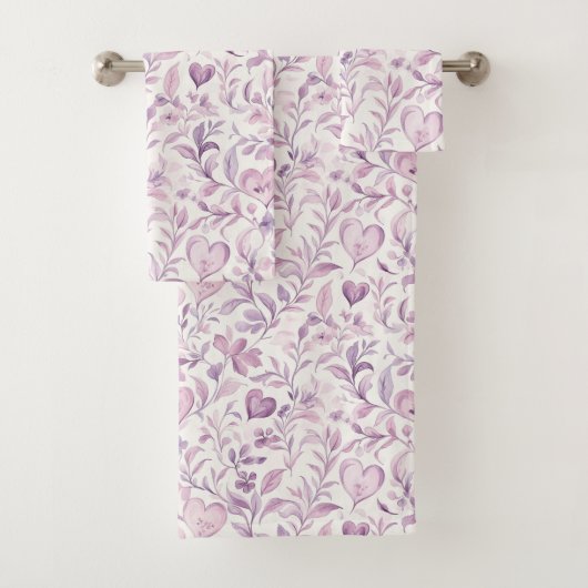 Cœurs roses feuilles violettes (En situation)