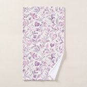 Cœurs roses feuilles violettes (Serviette à main)