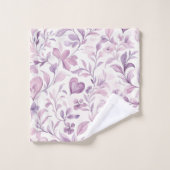 Cœurs roses feuilles violettes (Gant de toilette)