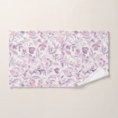 Cœurs roses feuilles violettes (Serviette à main)