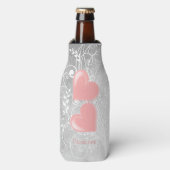 Coeurs roses Glacière de bouteille personnalisée (Bottle Devant)
