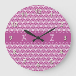 Coeurs roses horloge murale personnalisée