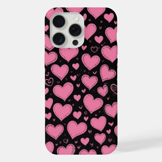 coeurs roses mignons coque iphone 15 pro max (Verso)