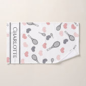 Coeurs roses mignons et raquettes de tennis Sports (Serviette à main)