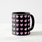 Coeurs roses Motif de café Mug (Devant droit)
