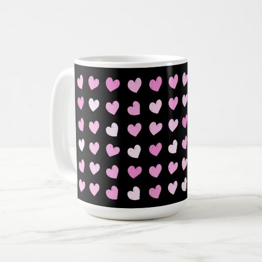 Coeurs roses Motif de café Mug (Devant gauche)
