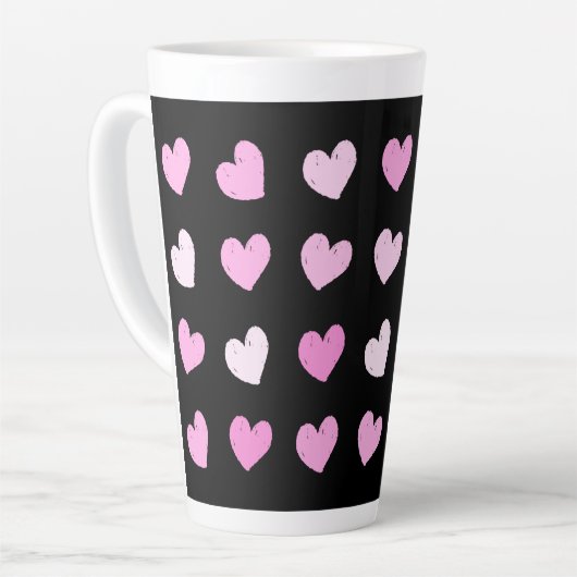 Coeurs roses Motif Latte Mug (Angle gauche)