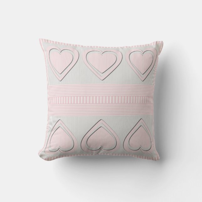 Coeurs roses - Motif rétro - Coussin (Recto)