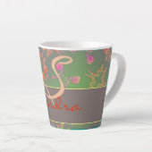Coeurs roses Mousse pourpre Moss Latte Mug (Angle droit)