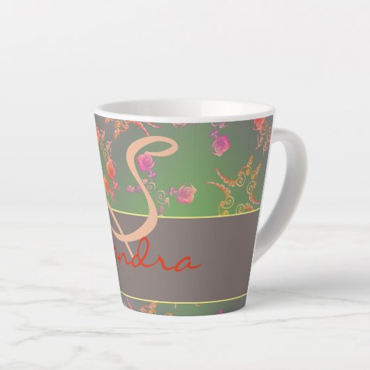 Coeurs roses Mousse pourpre Moss Latte Mug (Angle droit)